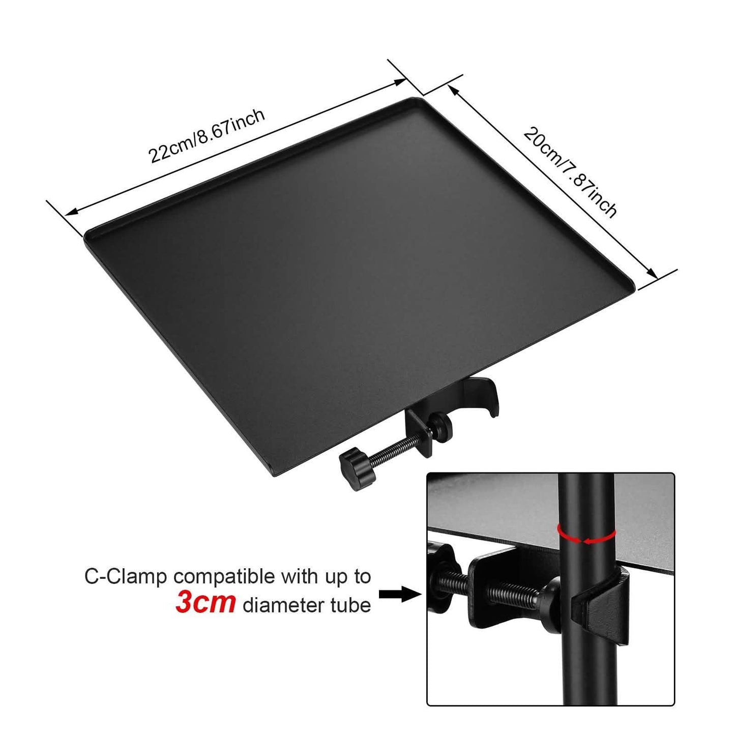 Microphone Stand Tray Clamp-on Rack Shelf Holder for Music Sheet