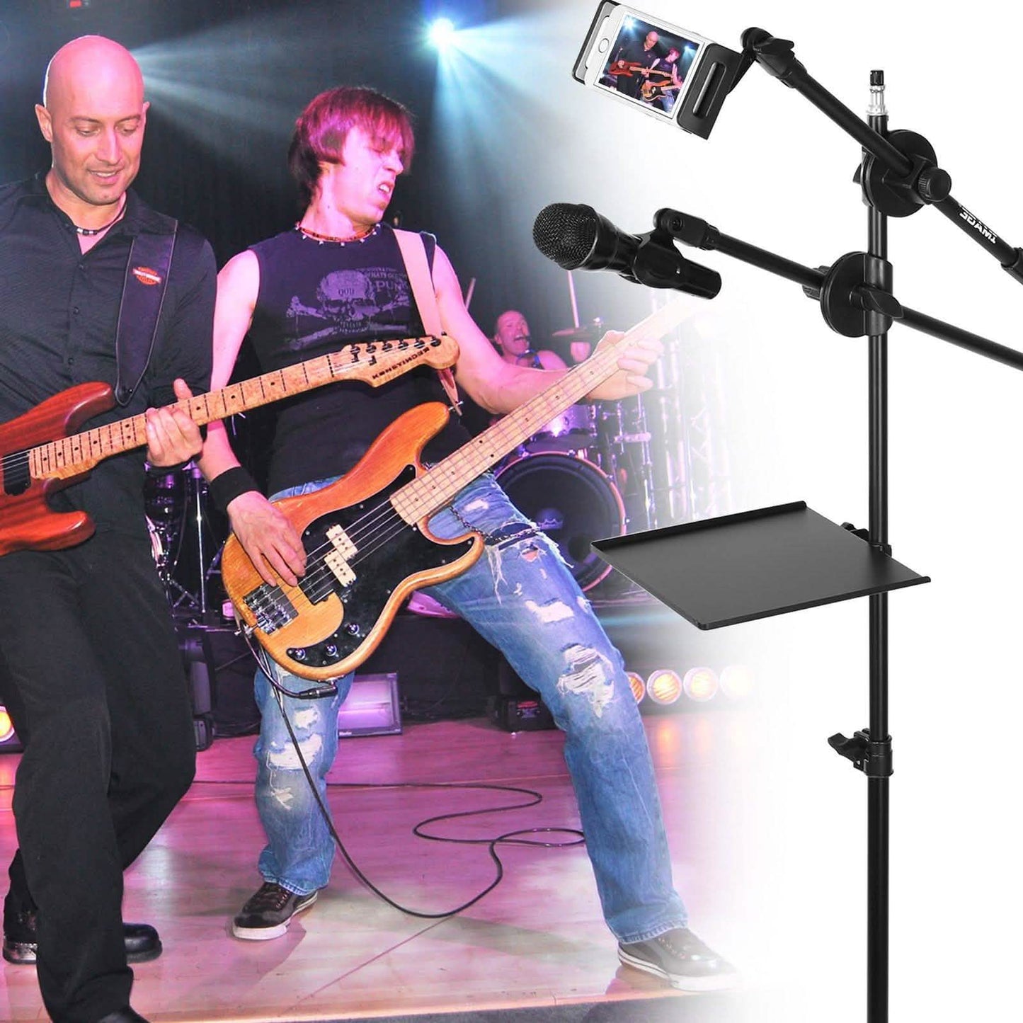 Microphone Stand Tray Clamp-on Rack Shelf Holder for Music Sheet