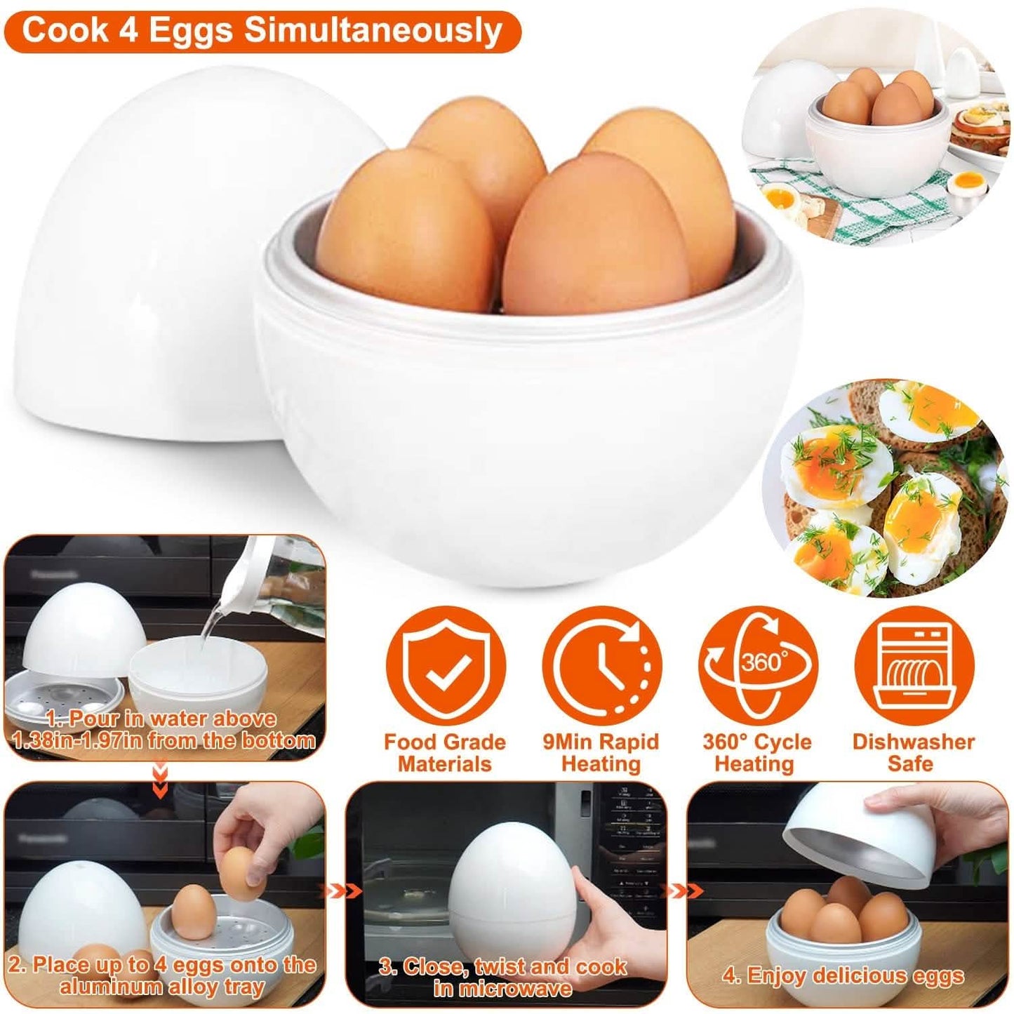 Microwave Egg Broiler Cooker Up to 4 Eggs