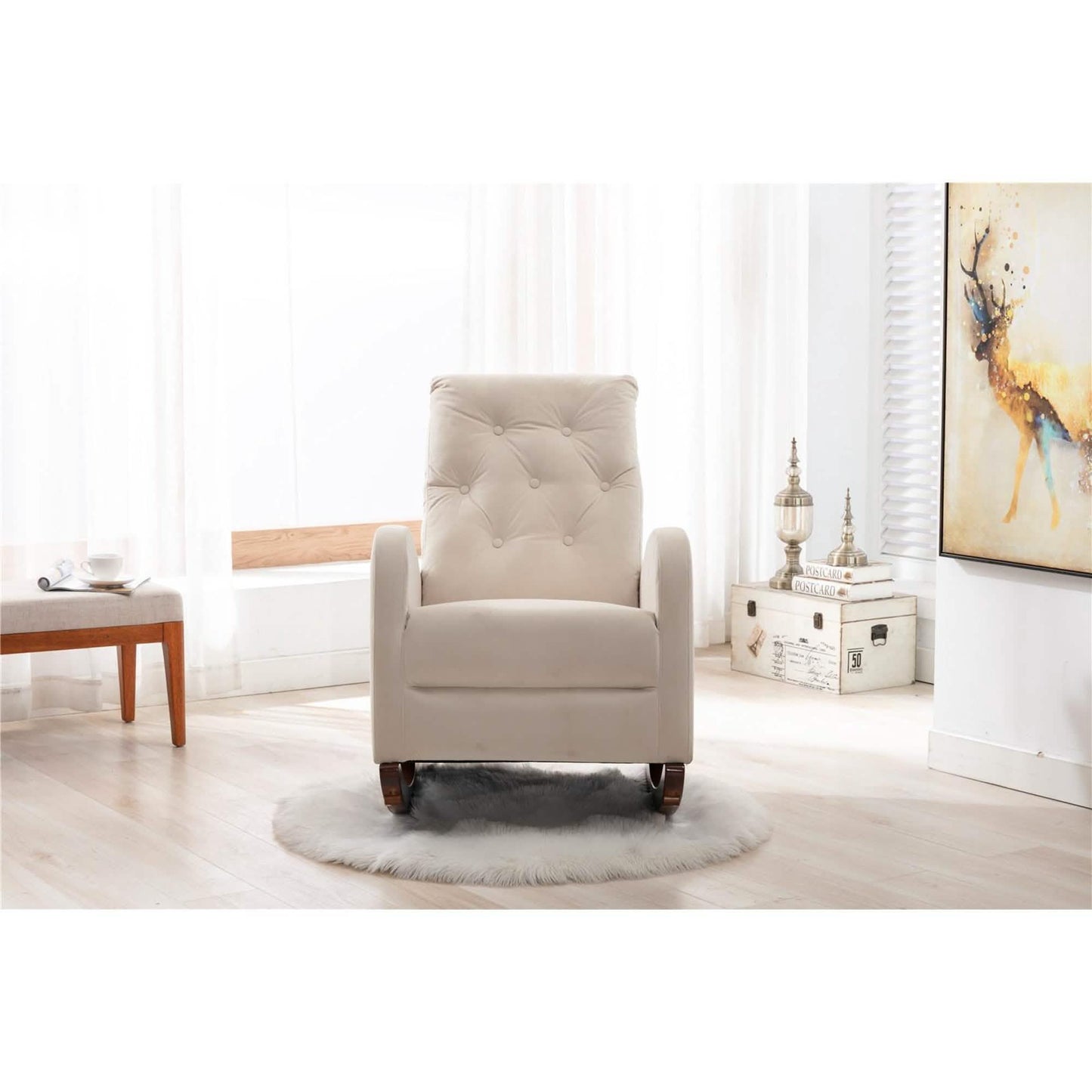 Mid-Century Modern Nursery Rocking Chair Armchair