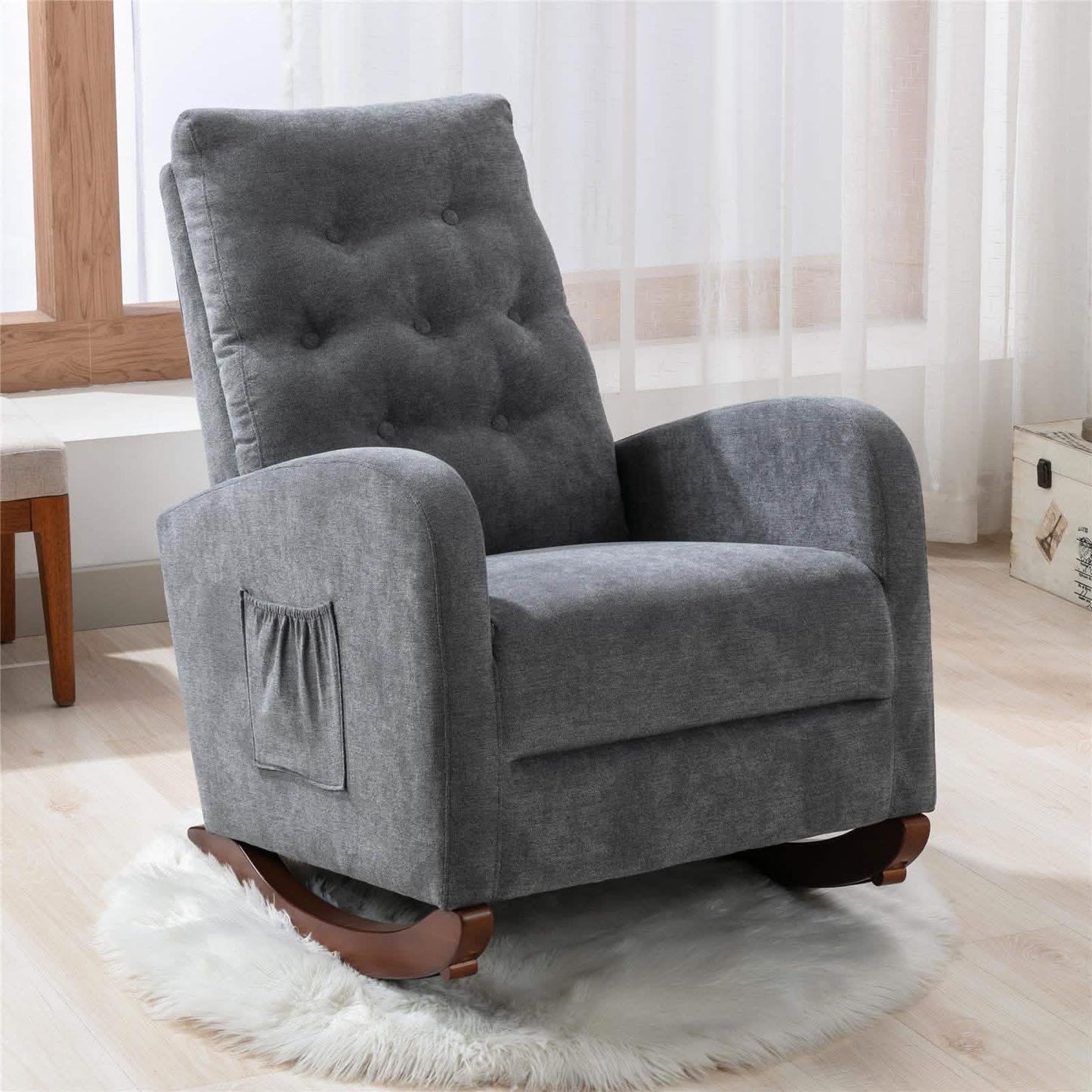 Mid-Century Modern Nursery Rocking Chair Armchair