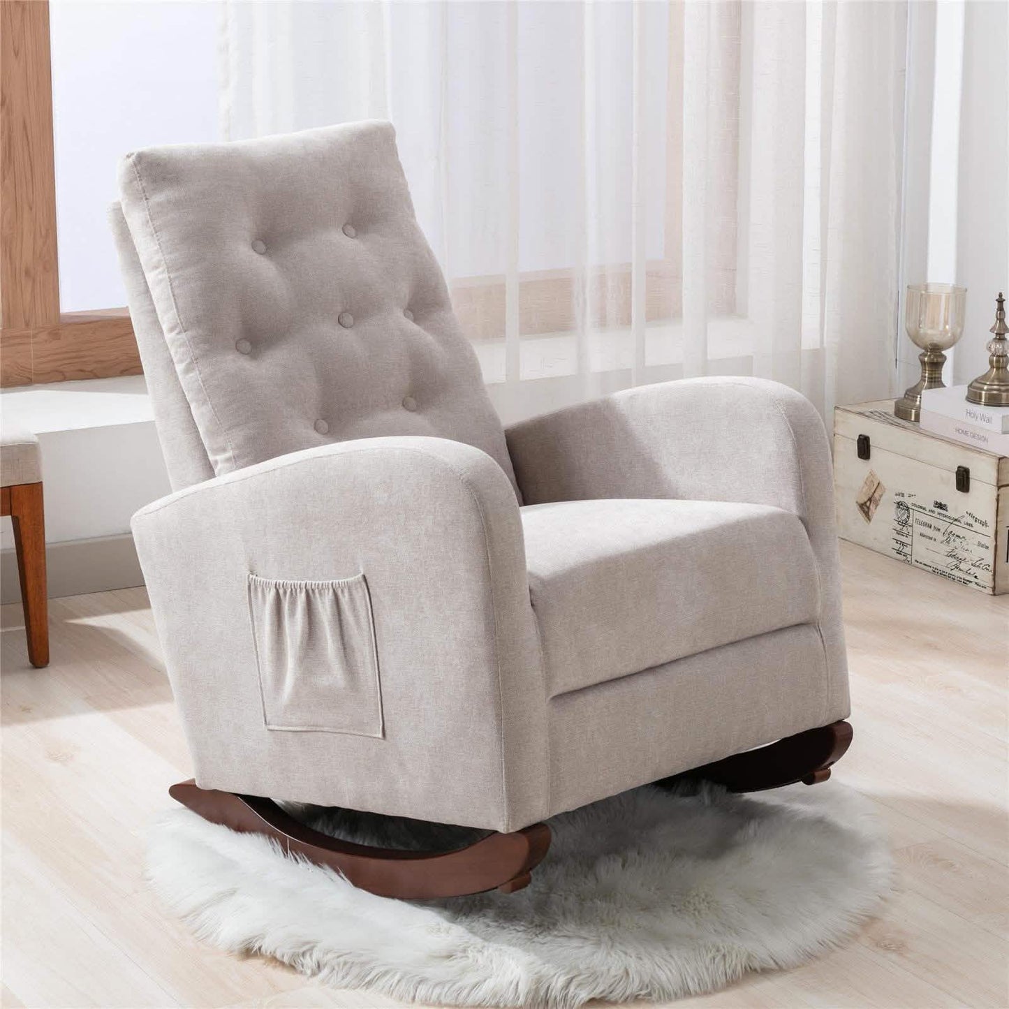 Mid-Century Modern Nursery Rocking Chair Armchair