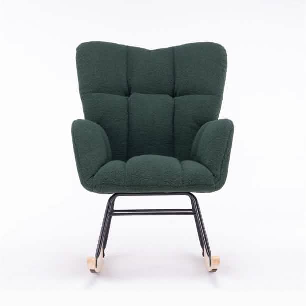 Mid-Century Modern Teddy Fabric Tufted Upholstered Rocking Chair