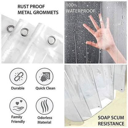 Mildew Resistant Heavyweight Vinyl Shower Curtain Liner with Magnets Metal Grommets