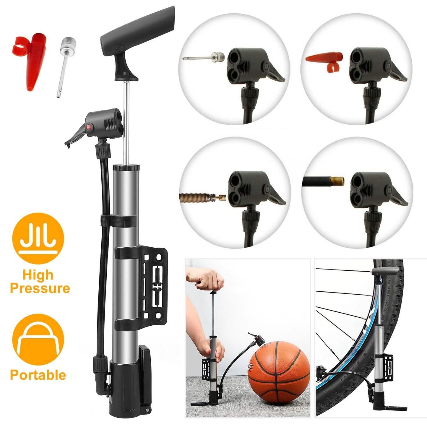 Mini Bike Pump Portable Bicycle Tire Inflator