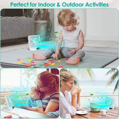 Mini Desktop Cooling Fan Rechargeable Battery Powered with LCD Display