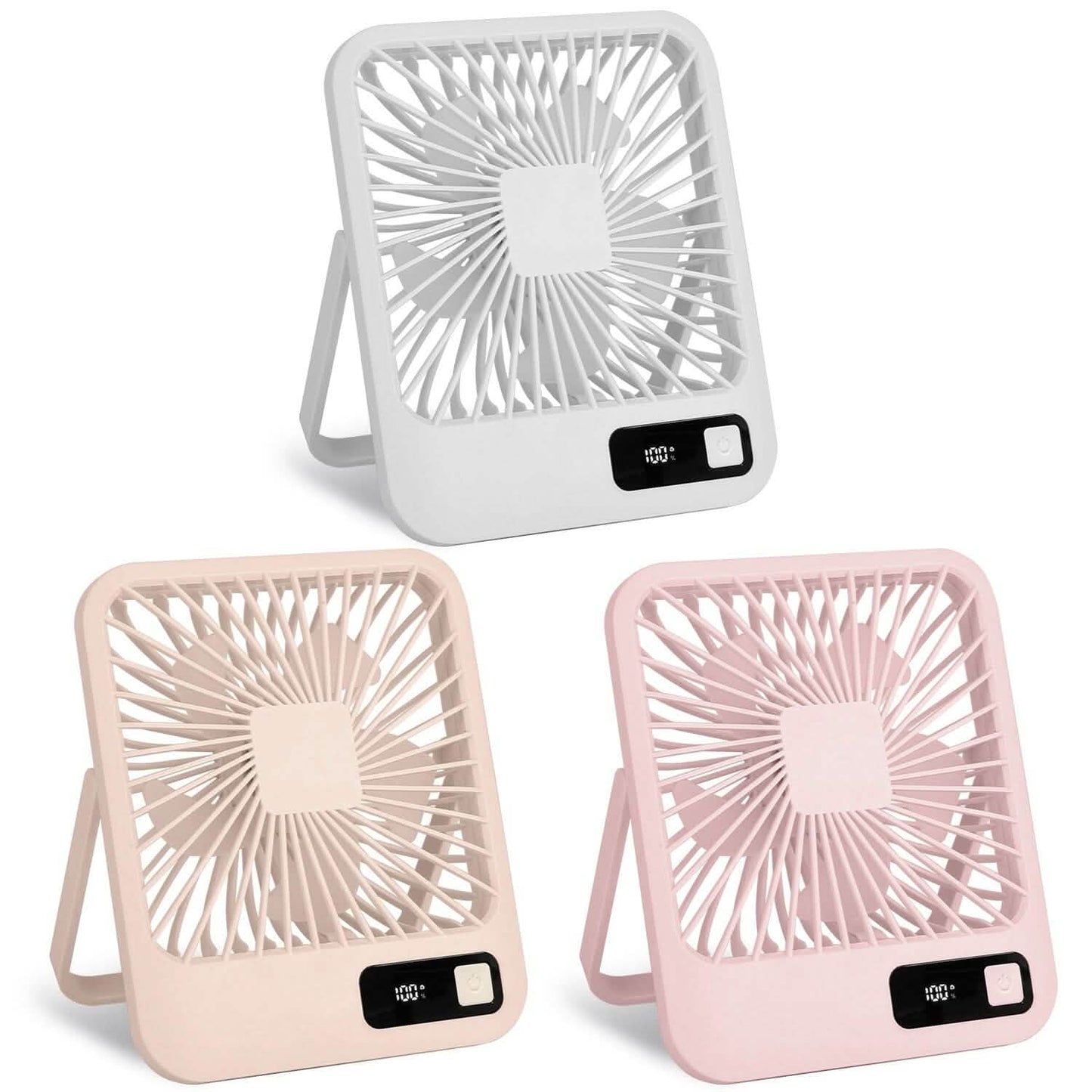 Mini Desktop Cooling Fan Rechargeable Battery Powered with LCD Display