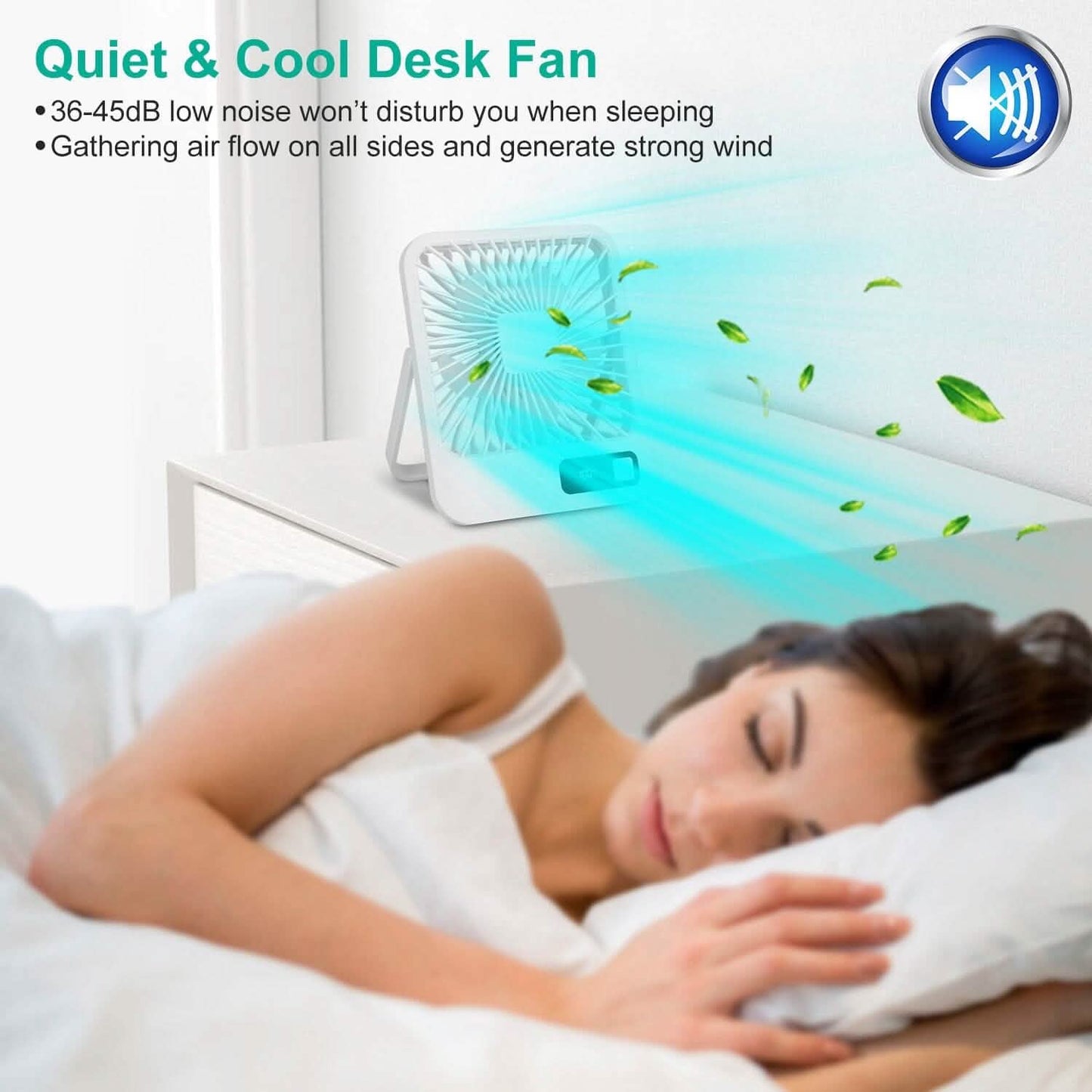 Mini Desktop Cooling Fan Rechargeable Battery Powered with LCD Display