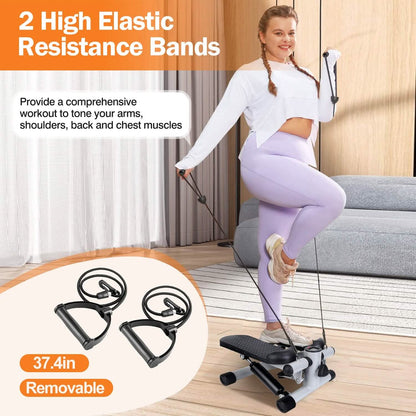 Mini Fitness Stepper with 2 Resistance Bands LCD Monitor