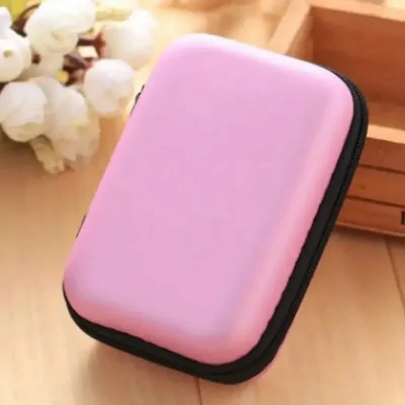 Mini Travel Portable Zippered Earphone, Coin, Jewelry, Accessory Box