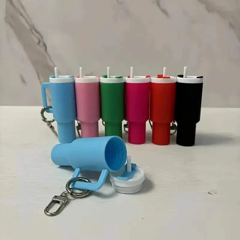 Mini Water Bottle Keychain - Street Style, Plastic Material