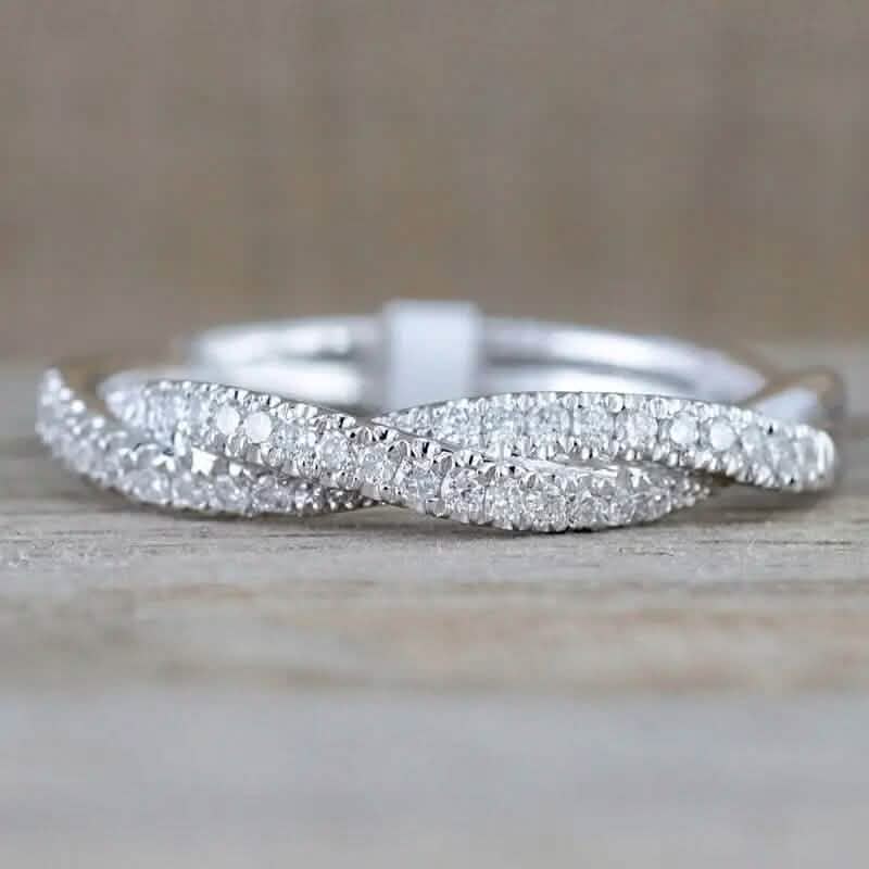 Minimalism 925 Silver Zirconia Twist Ring