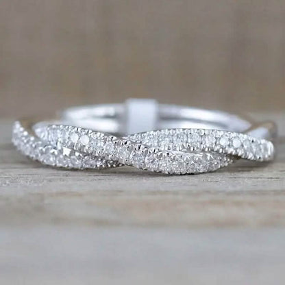 Minimalism 925 Silver Zirconia Twist Ring