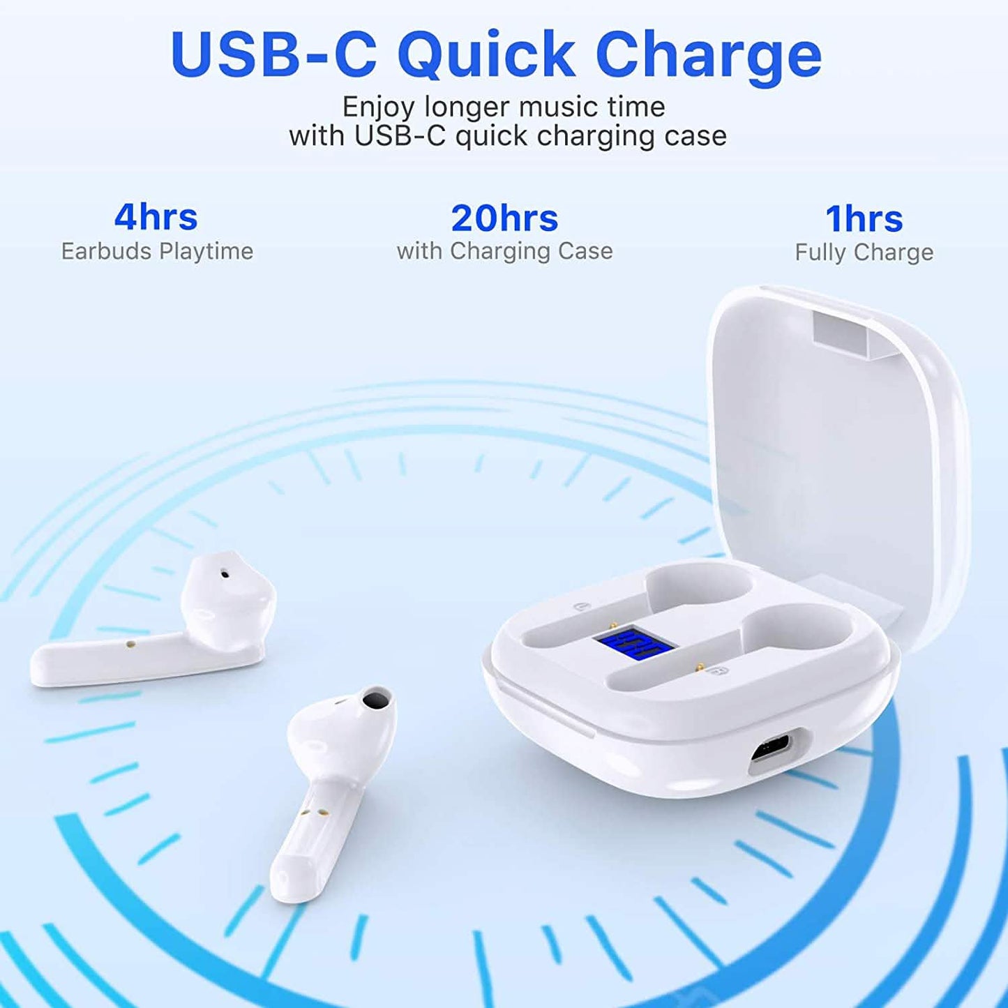 Miracase Wireless Earbuds Bluetooth 5.0 Headphones with USB-C Charging Case