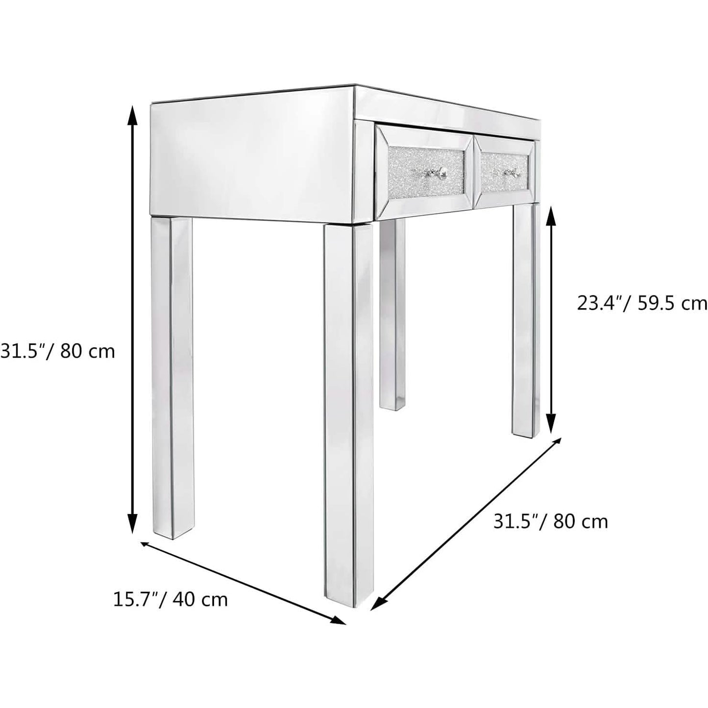 Mirror Desk Dresser with 2 Drawers
