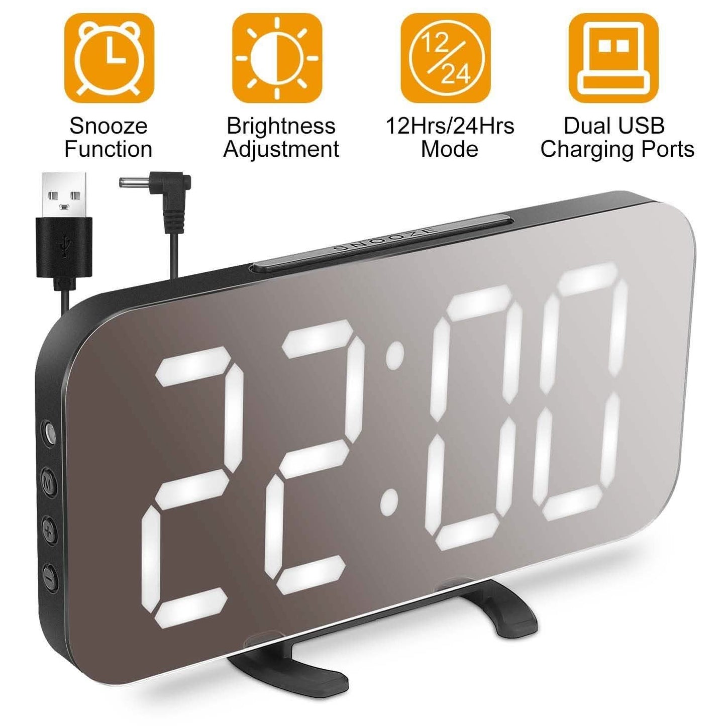 Mirror LED Electronic Alarm Clock