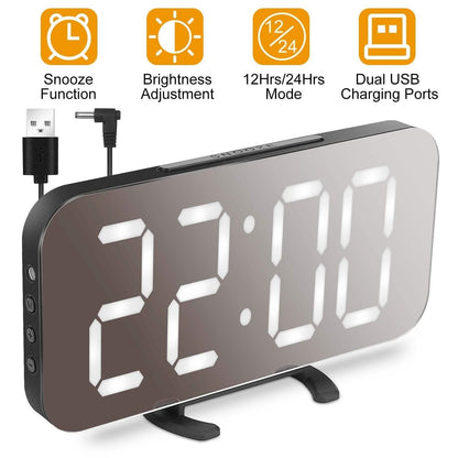Mirror LED Electronic Alarm Clock