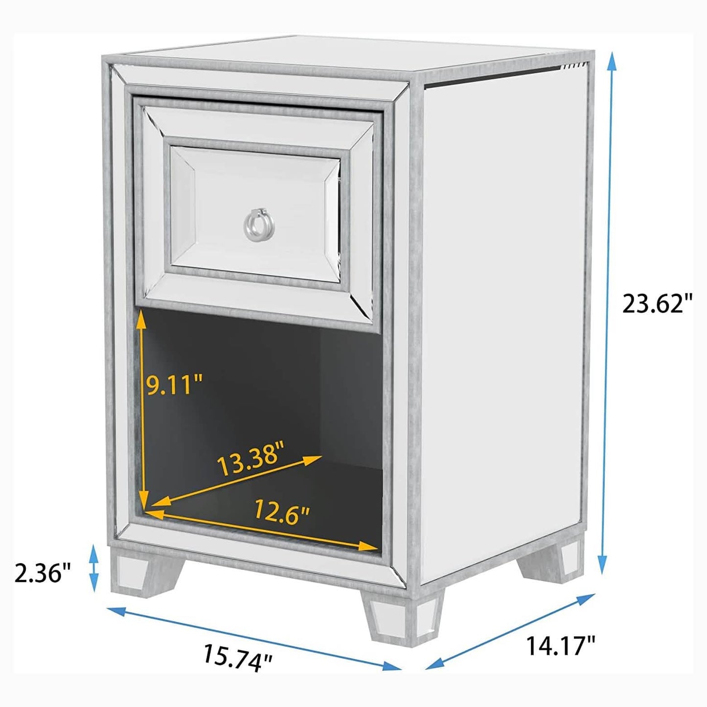 Mirrored Accent Bedside Coffee Table