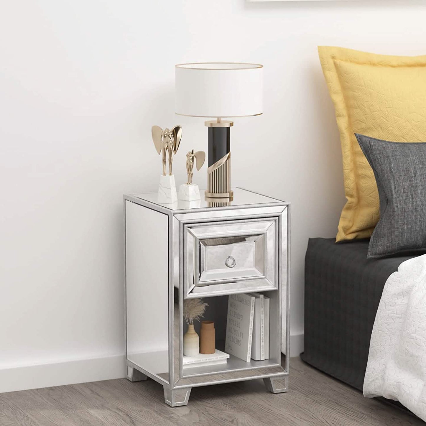 Mirrored Accent Bedside Coffee Table