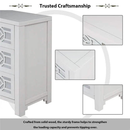 Mirrored Carved Pattern Modern Gold Finish Bedroom Nightstand