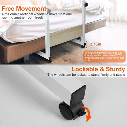 Mobile Laptop Desk Height Adjustable Rolling Wheels