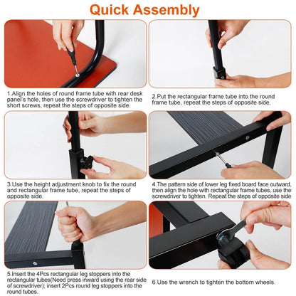 Mobile Laptop Desk Height Adjustable Rolling Wheels