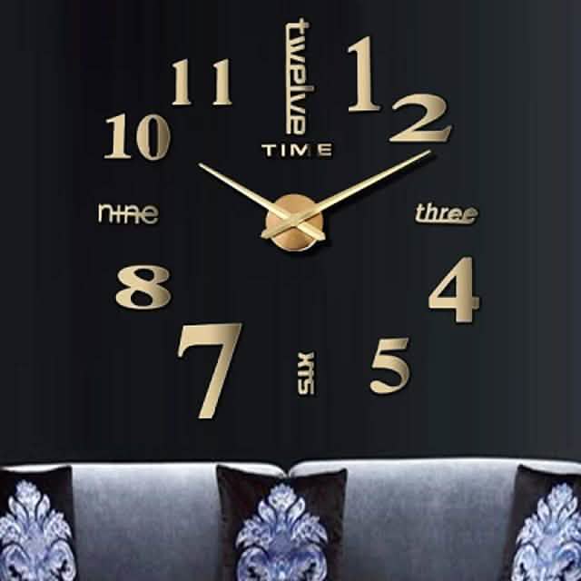 Modern Acrylic Wall Clock Digital Brushed Steel