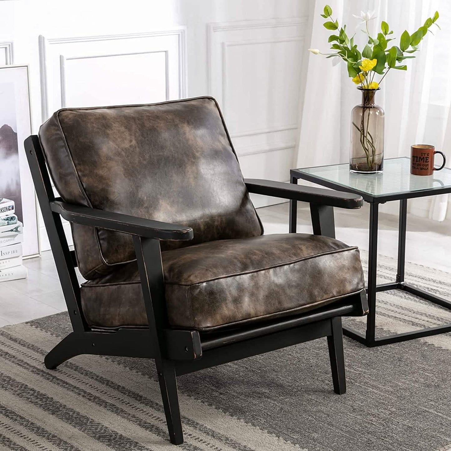 Modern Faux Leather Accent Chair