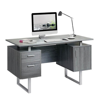Modern Gray Office Desk with Storage