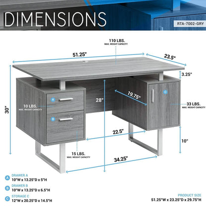 Modern Gray Office Desk with Storage