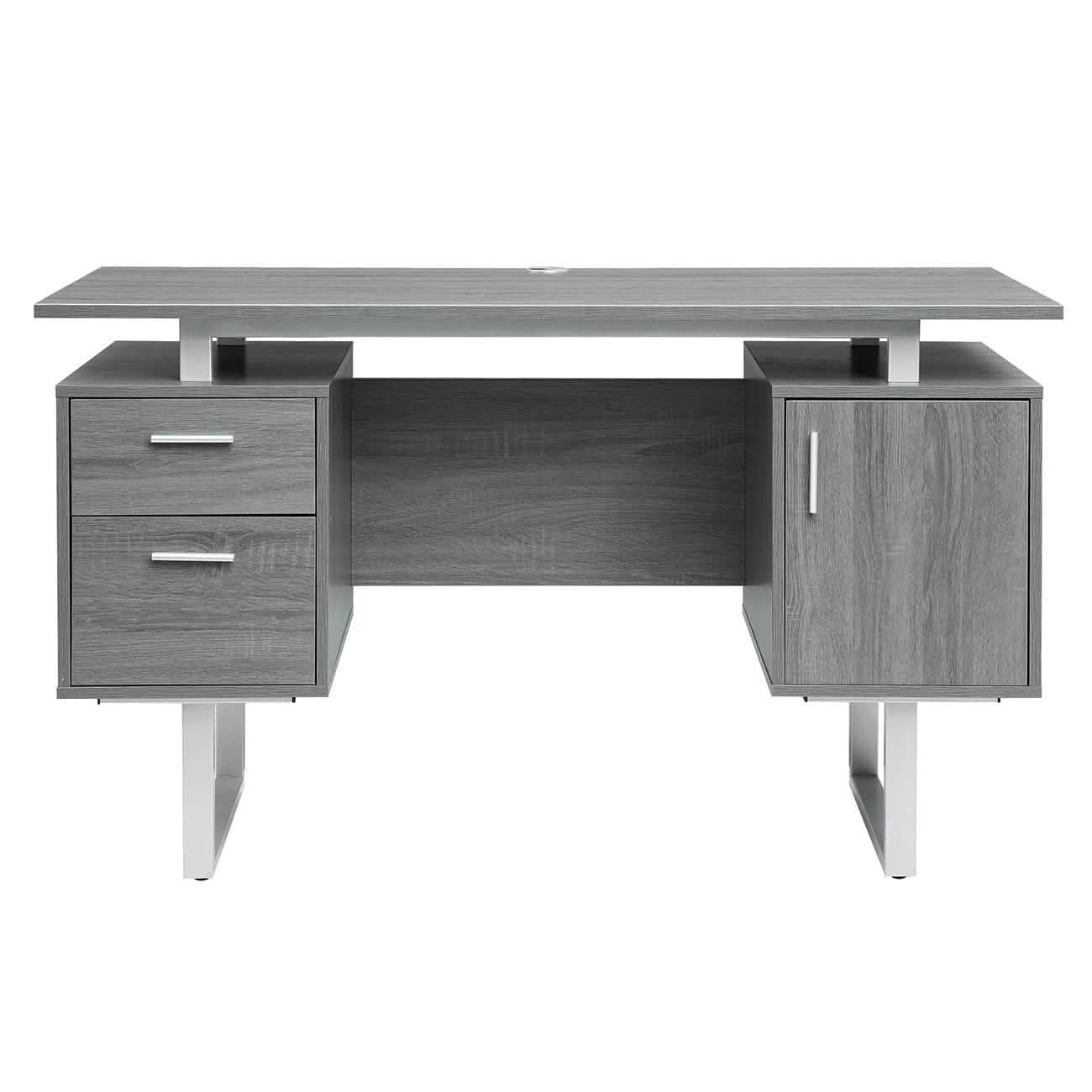 Modern Gray Office Desk with Storage