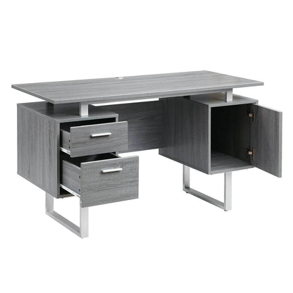 Modern Gray Office Desk with Storage