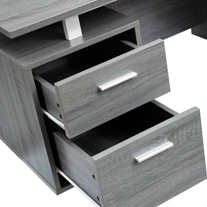 Modern Gray Office Desk with Storage