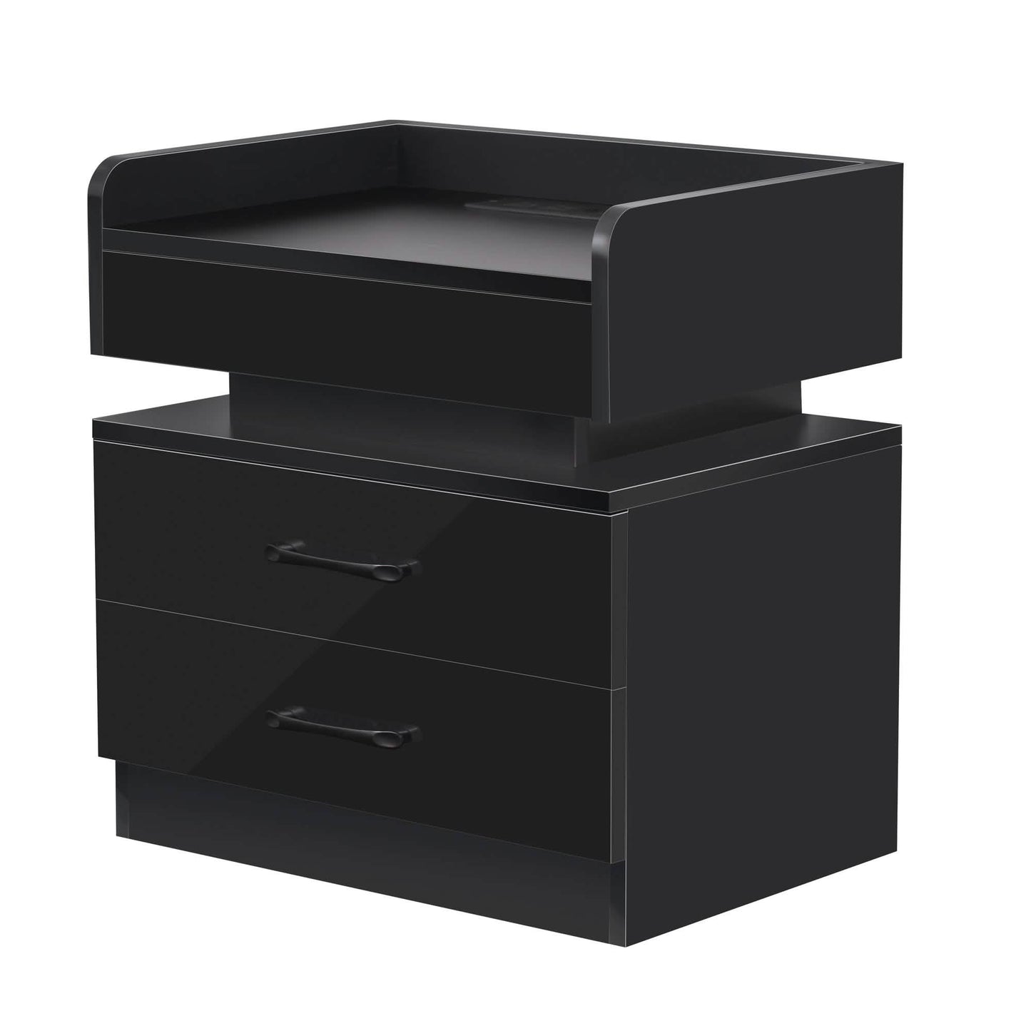 Modern Night Stand with LED Lights and Charging Station