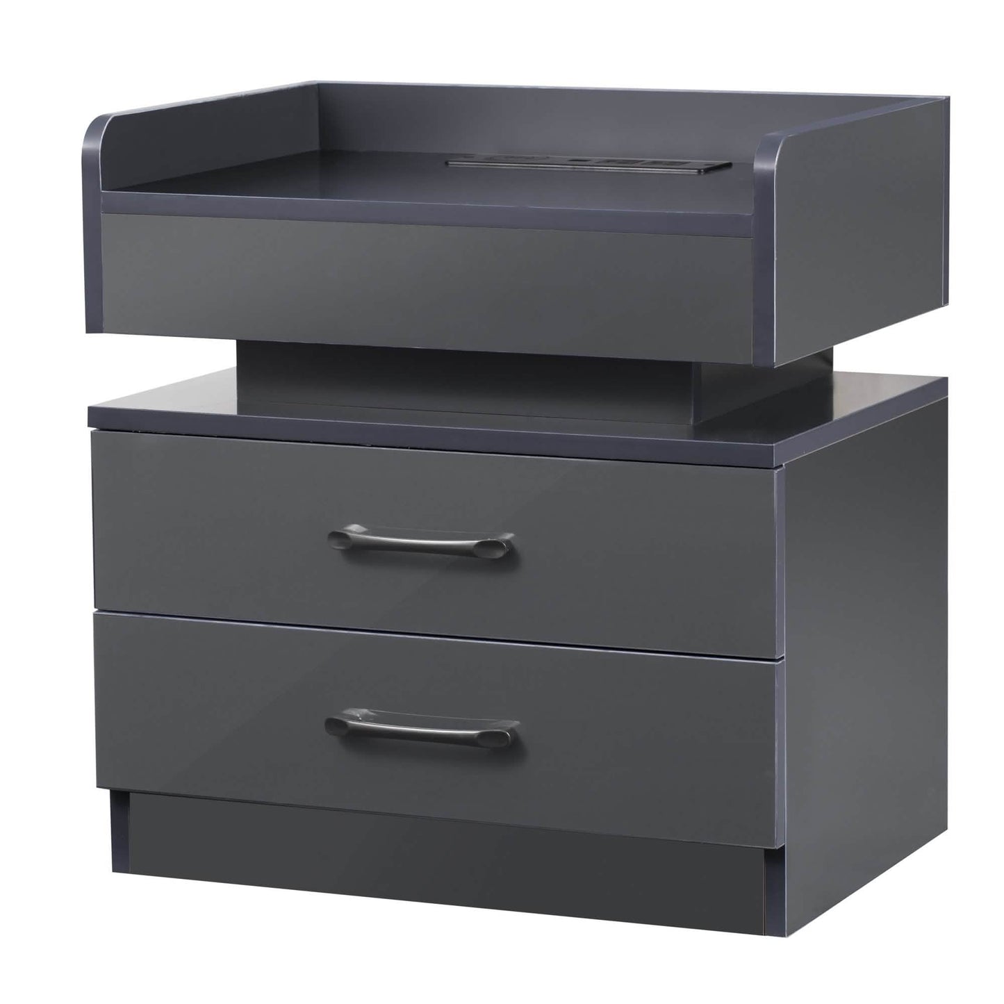 Modern Night Stand with LED Lights and Charging Station