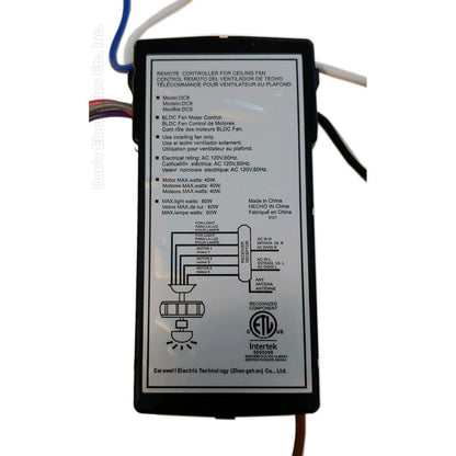 Substitute for Monte Carlo DC8-62SGZ-L 6 Speed For DC Ceiling Fan Receiver [DC8-96SG8]