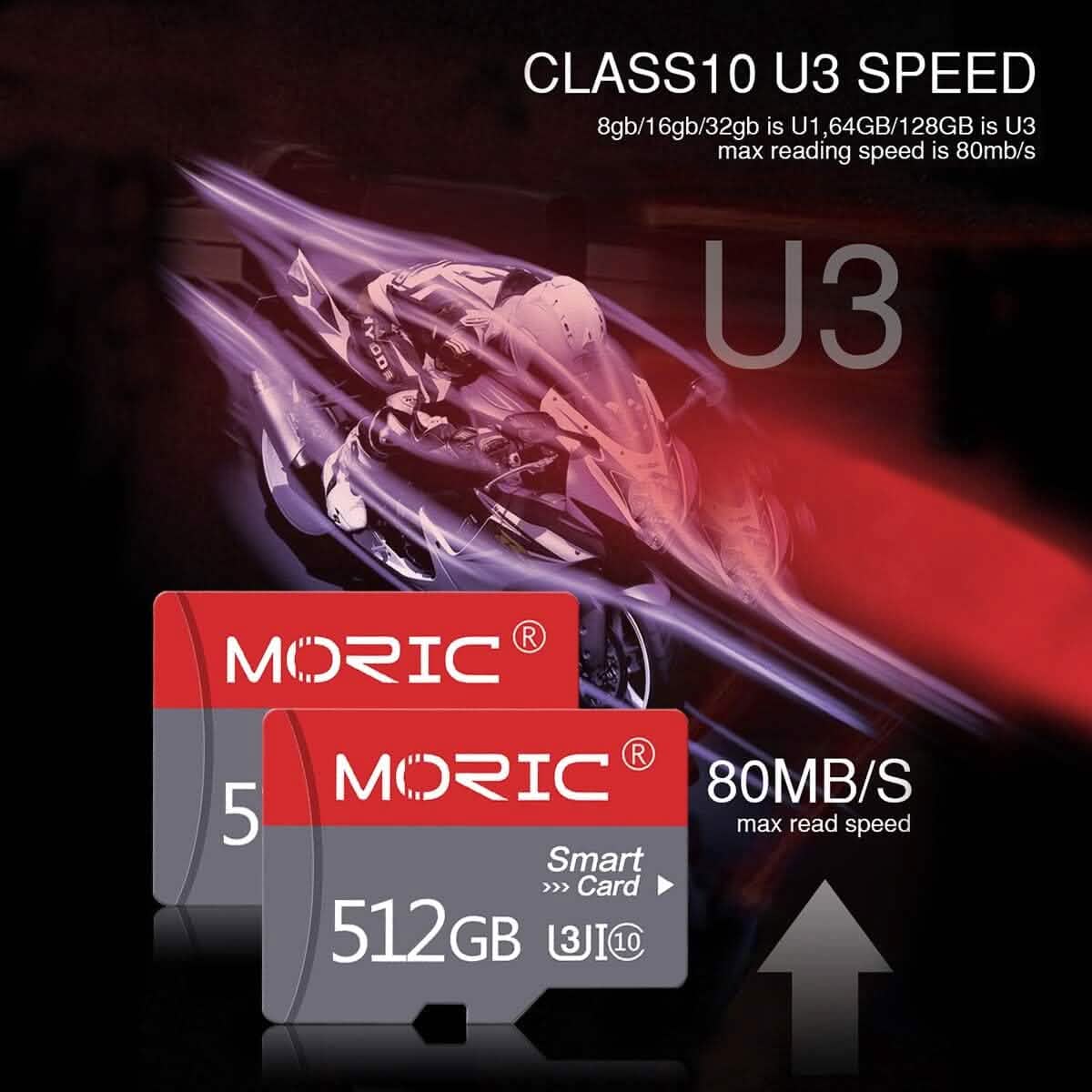 Moric 512GB Micro SD Card Fast Speed MicroSDXC UHS-I Memory Card  (Refurbished)
