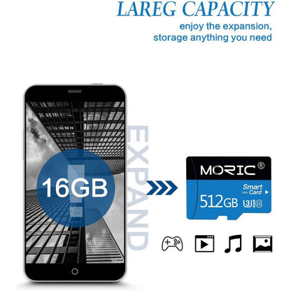 Moric 512GB Micro SD Card with Adapter Class 10 Fast Speed Memory Card  (Refurbished)
