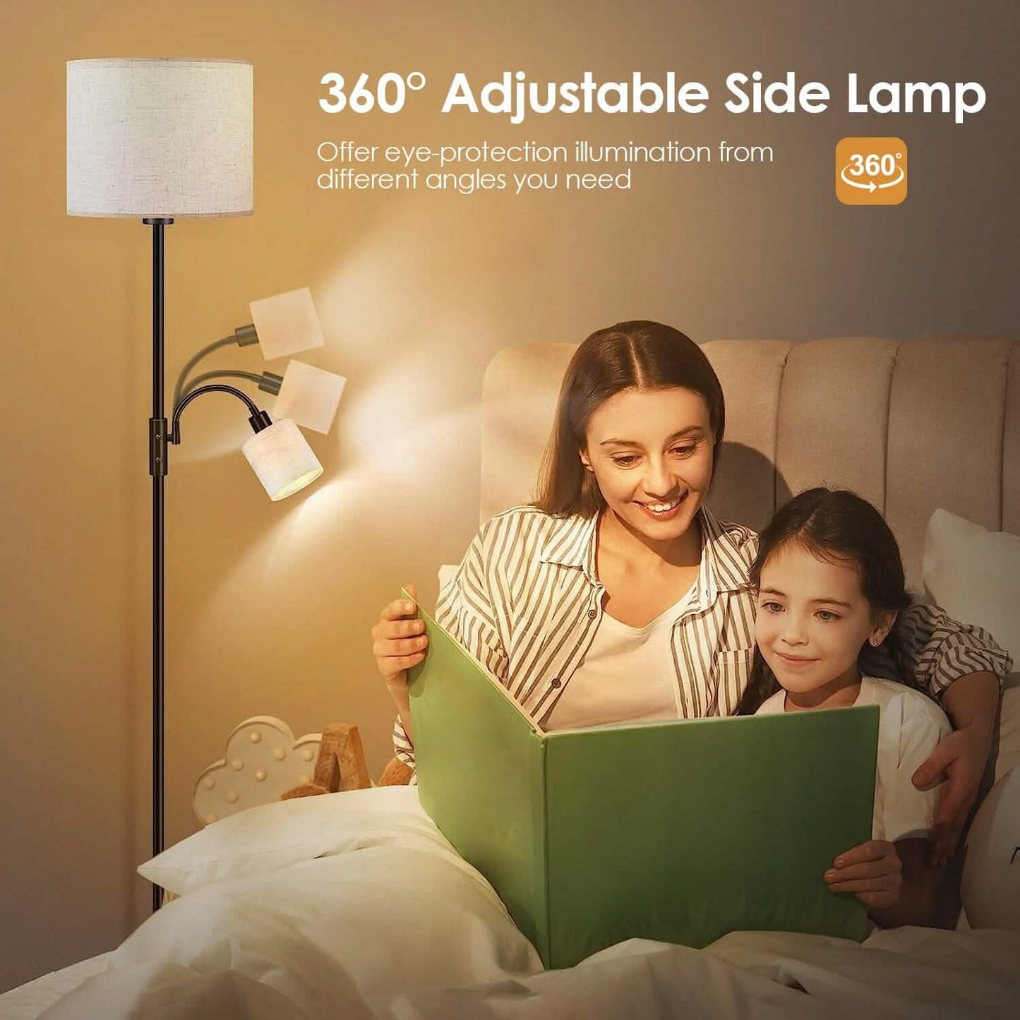 Mother Daughter Floor Lamp with Linen Shade