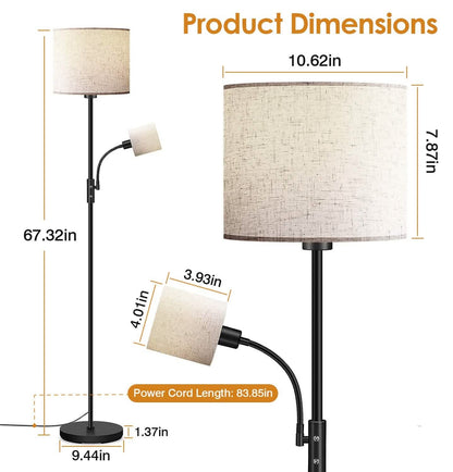 Mother Daughter Floor Lamp with Linen Shade
