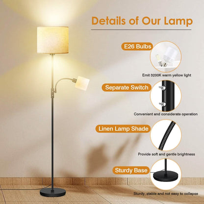 Mother Daughter Floor Lamp with Linen Shade