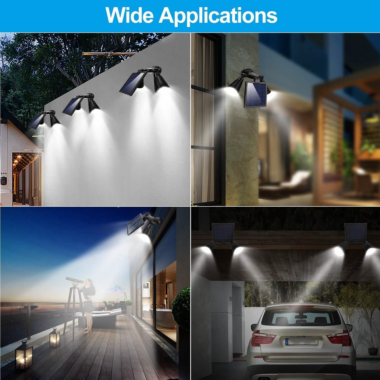 Motion Sensor Spotlights 2000lm Security Lights with Dual Head 360 Degree Rotatable