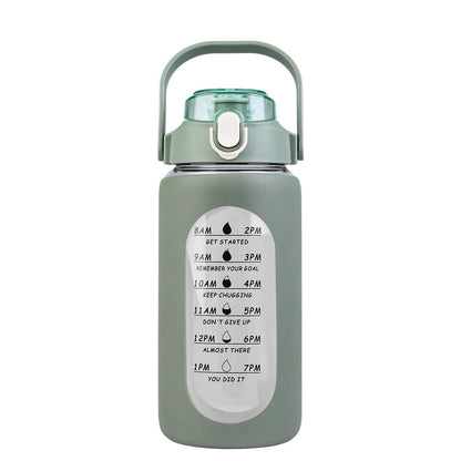 Motivational Water Bottle Intake Tracker with Straw Time Marker Silicone Sleeve Handle
