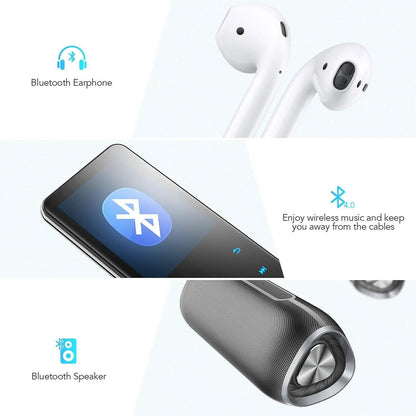 MP3 Player with 2.4in Screen Bluetooth 4.1/16GB/T01 Black