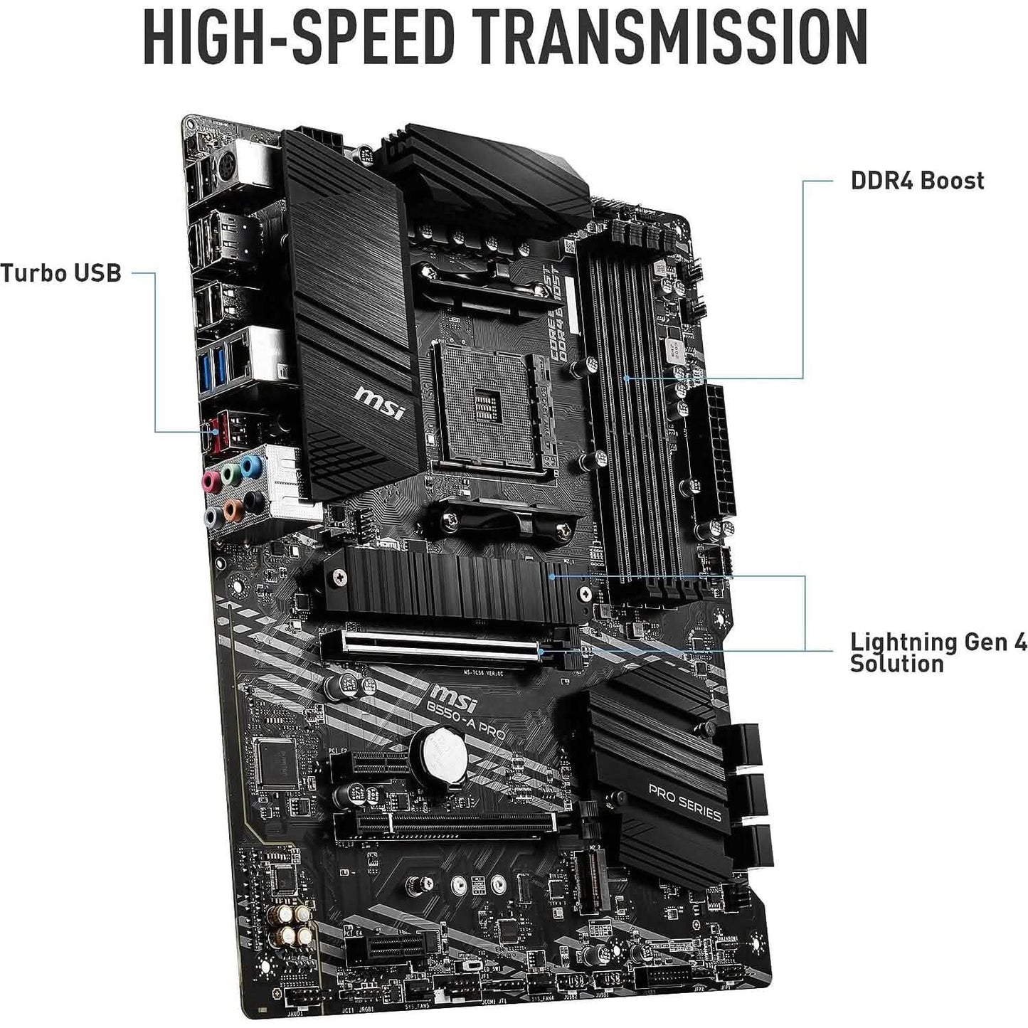 MSI B550-A PRO ProSeries Motherboard (AMD AM4, DDR4, PCIe 4.0, SATA 6Gb/s, M.2, USB 3.2 Gen 2, HDMI/DP, ATX) (Refurbished)