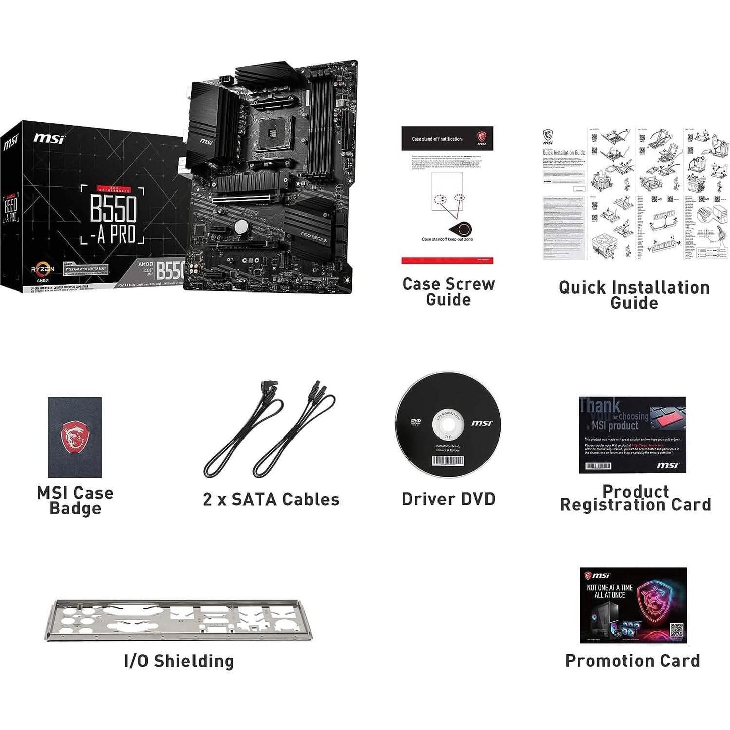 MSI B550-A PRO ProSeries Motherboard (AMD AM4, DDR4, PCIe 4.0, SATA 6Gb/s, M.2, USB 3.2 Gen 2, HDMI/DP, ATX) (Refurbished)