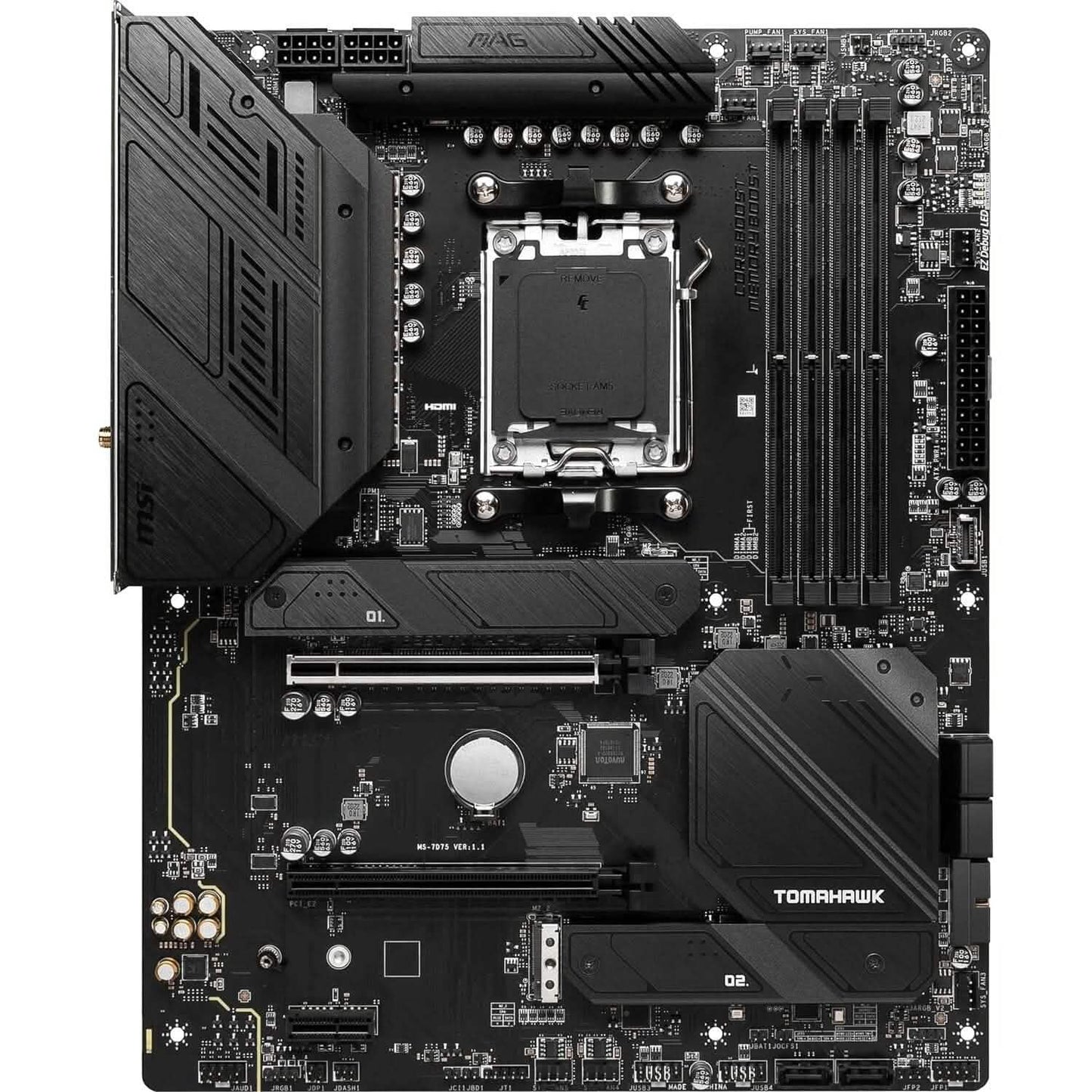 MSI MAG B650 Tomahawk WiFi Computer Gaming Motherboard (AM5, ATX, DDR5, PCIe 4.0, M.2, SATA 6Gb/s, USB 3.2 Gen 2, HDMI/DP, Wi-Fi 6E, AMD Ryzen 7000 Series Processors) (Refurbished)