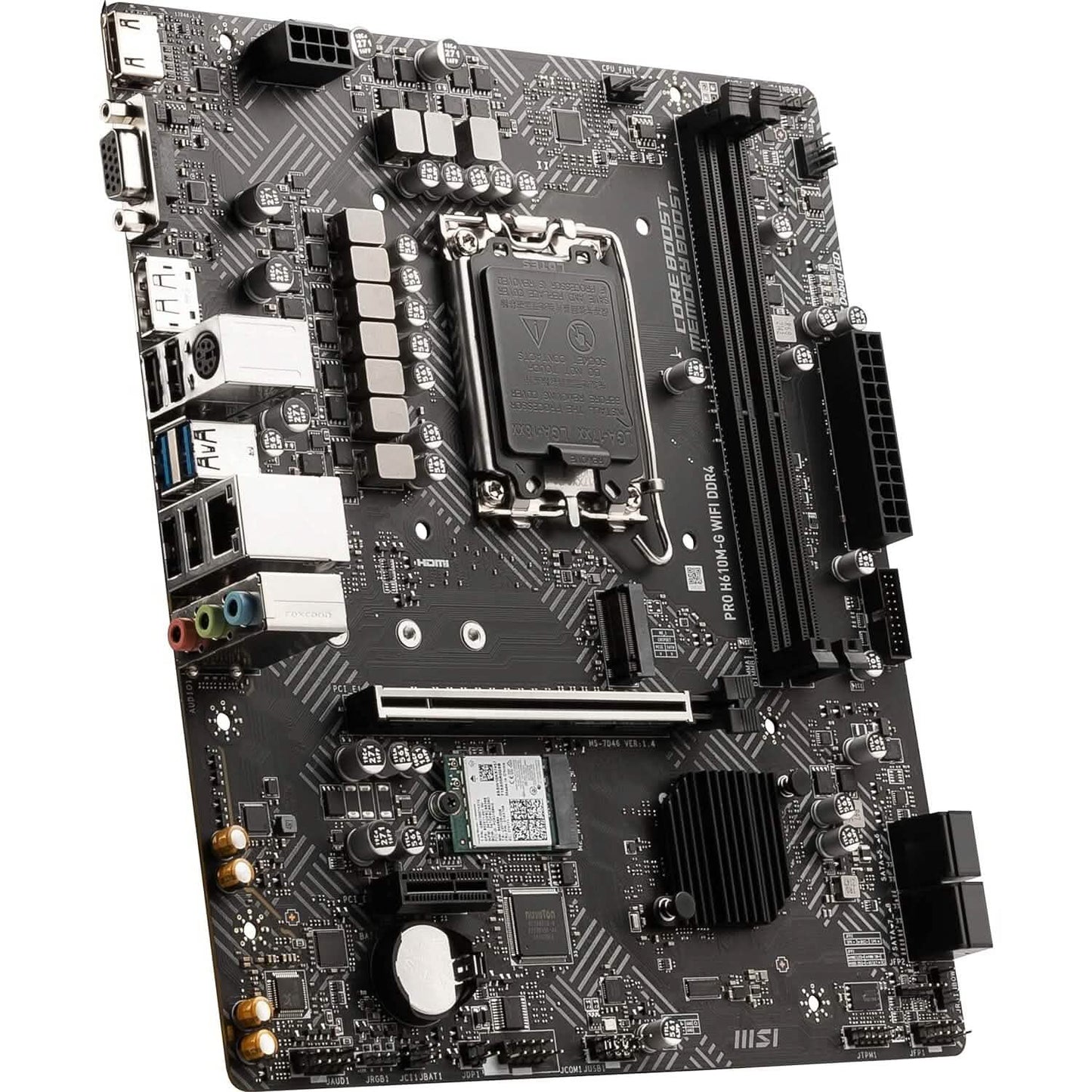 MSI PRO H610M-G WiFi DDR4 ProSeries Motherboard (mATX, 12th/13th Gen Intel Core, LGA 1700 Socket, DDR4, PCIe 4, 2.5G LAN, M.2 Slots, USB 3.2, Wi-Fi 6)  (Refurbished)