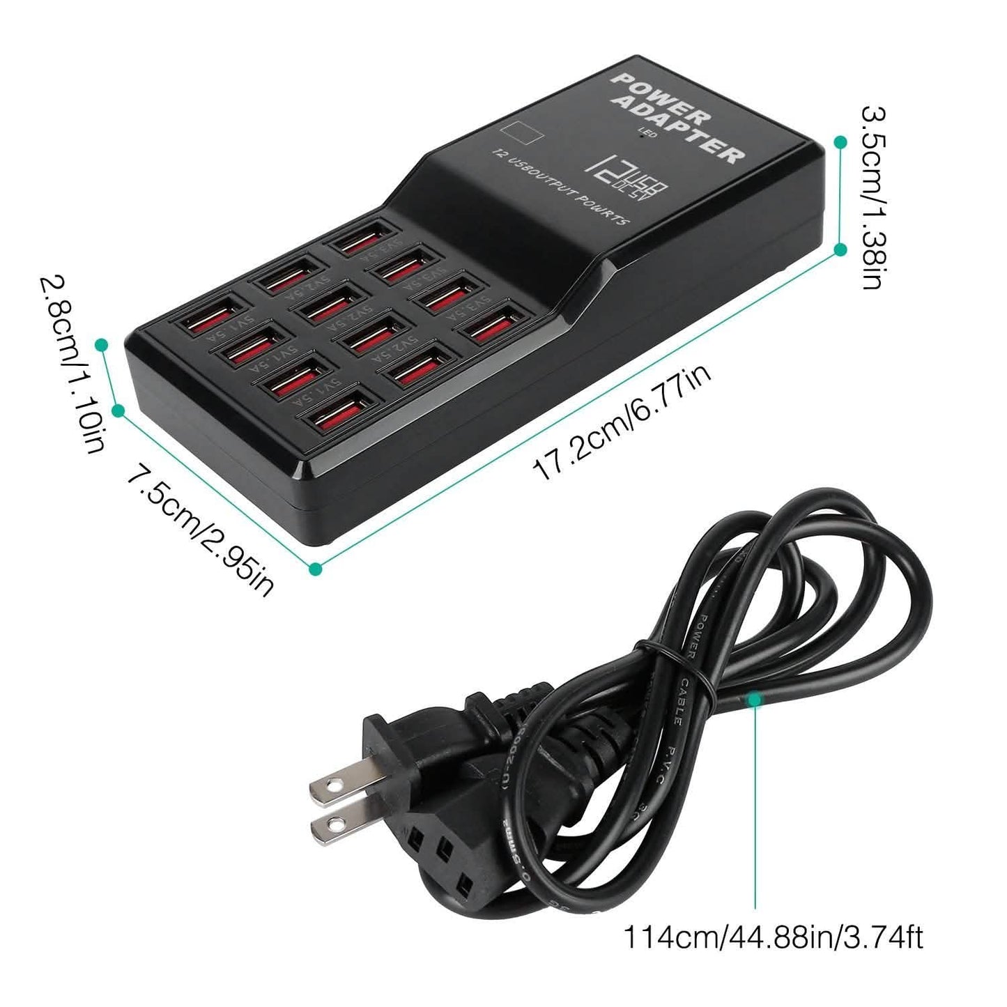 Multi 12 Port USB Charging Station Hub