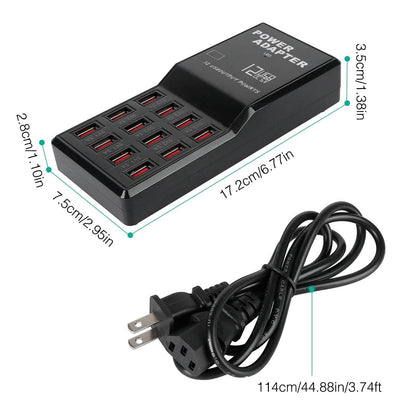 Multi 12 Port USB Charging Station Hub
